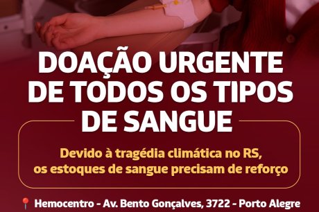 Hemocentro de Porto Alegre pede que doador de sangue faça agendamento